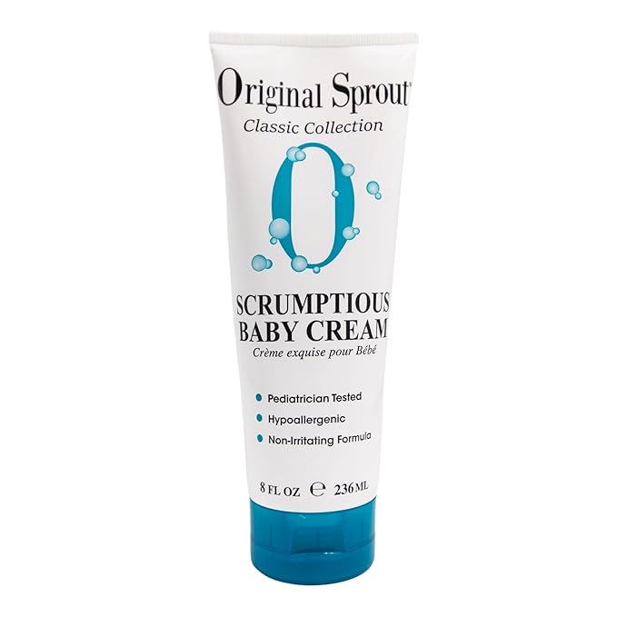 Original Sprout Scrumptious Baby Cream for Sensitive Skin & Diaper Rash, Gentle Non-Greasy Baby Lotion with Zinc Oxide & Calendula, Moisturizing Face & Body Cream, 8 fl oz