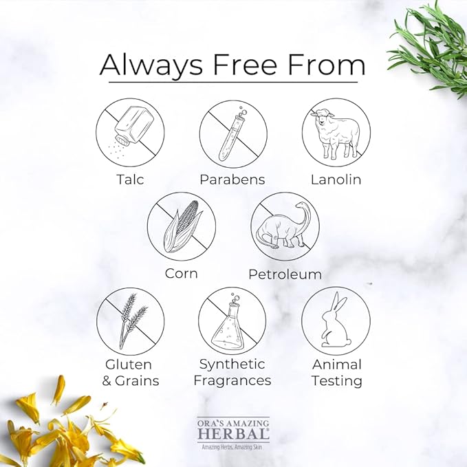 Baby Powder Talc-Free, Cornstarch Free Baby Powder, Unscented Fragrance Free Powder, Arrowroot Clay and Organic Plantain Leaf Powder, Ora’s Amazing Herbal, 0.5 oz Travel 2 Pack