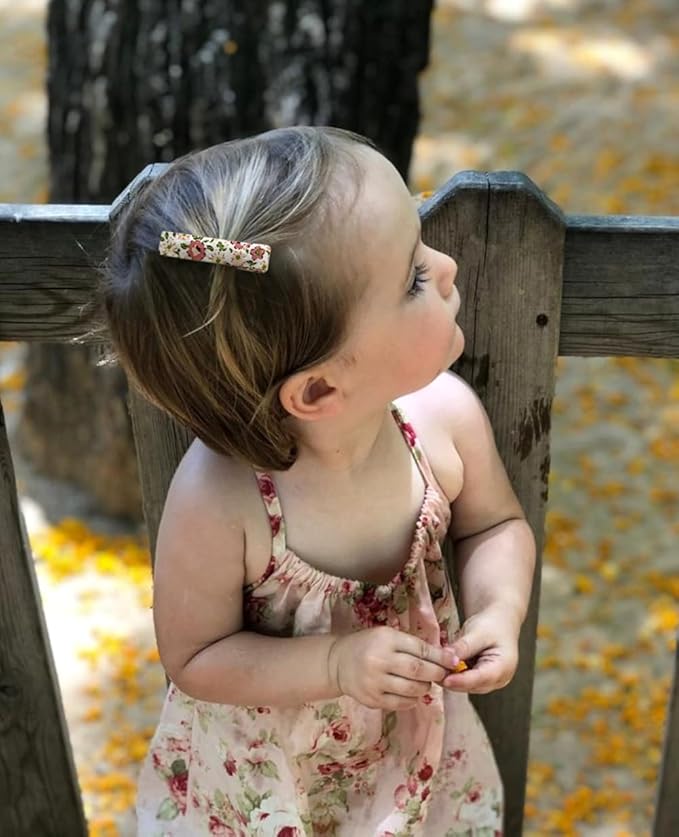 Cherssy Floral Hair Clips for Girls, 28Pcs Fully Lined Alligator Clips for Fine Hair, Handmade Hair Accessories and Barrettes for Baby Toddler Kid School Girls
