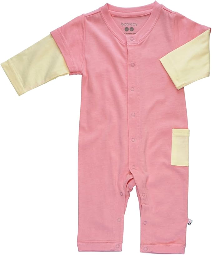 Babysoy Long Sleeve Baseball Style One Piece Coverall Romper