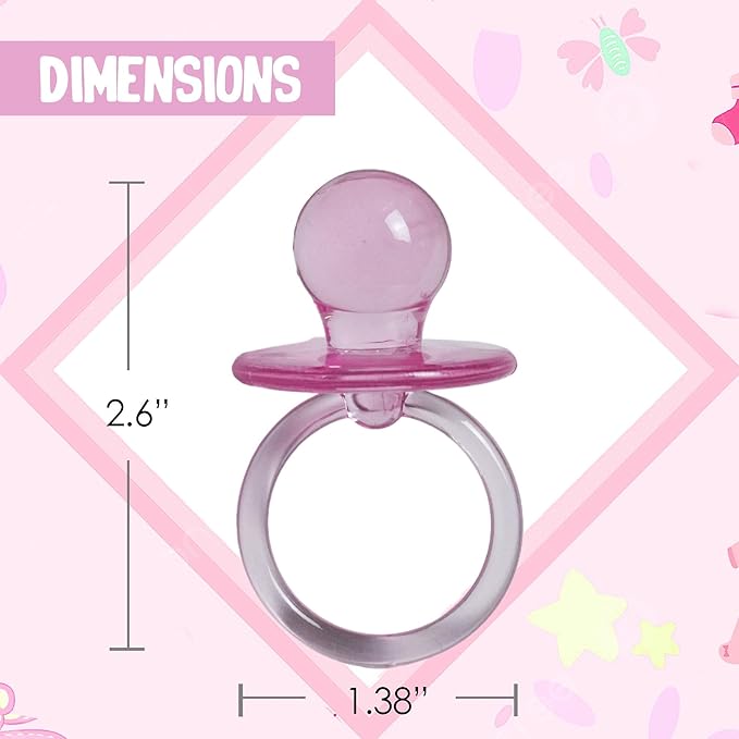 Baby Pacifier 2.5" Baby Shower Favors Decoration (Pink, 36 Count)