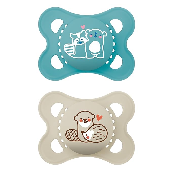 MAM Original Matte Baby Pacifiers 0-6 Months, Binky for Newborn Babies, BPA-Free Skin Soft Silicone Nipple, Easy to Clean, Developed with Medical Experts, 2 Count, With Sterilizer Case, Made in Europe