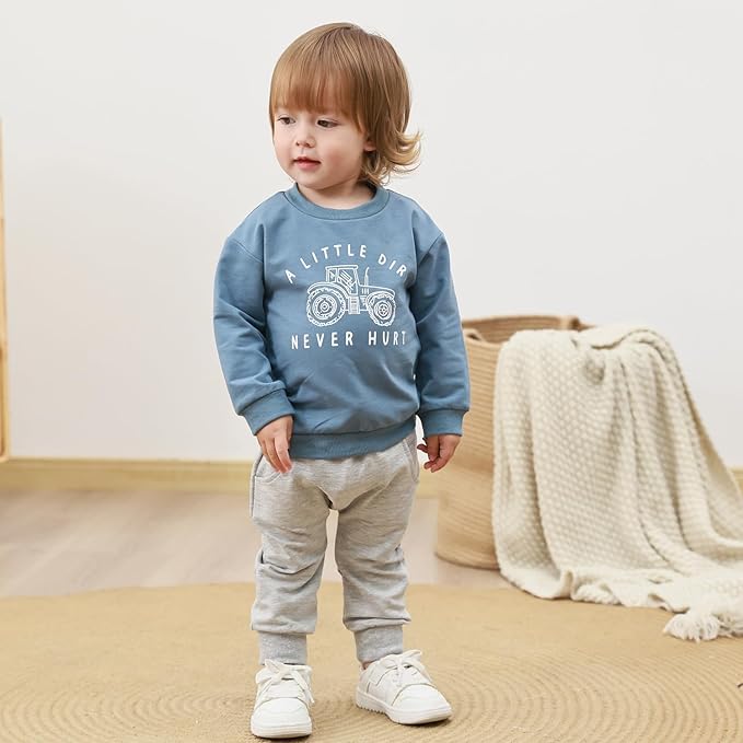 Yvowming Baby Boy Clothes Fall Clothes Truck Print Long Sleeve Pullover Tops + Pant Sets Toddler Winter Outfits