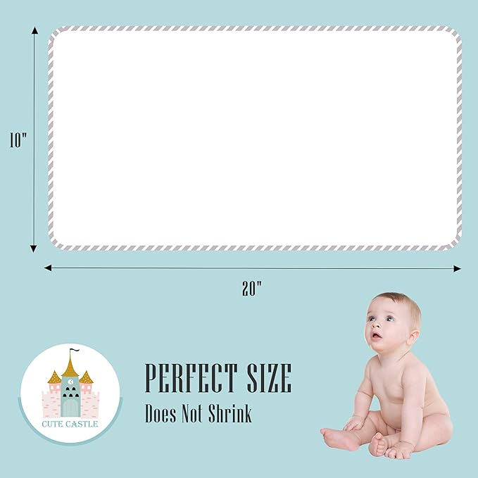 Cute Castle 12 Pack Muslin Burp Cloths for Baby - Ultra-Soft 100% Cotton Baby Washcloths - Large 20'' by 10'' Super Absorbent Milk Spit Up Rags - Burpy Cloths for Unisex, Boy, Girl - Stripe
