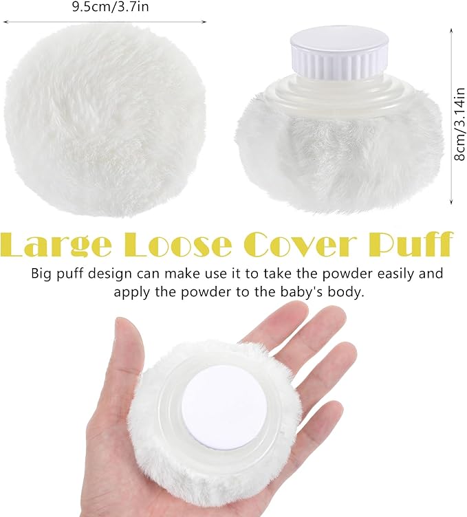 Sibba Storage Body Powder Container, 3.15 Inch Powder Puff with Container, Fluffy Body After-Bath Powder Case, Baby Care Talcum Powder Puff Box with Hand Holder