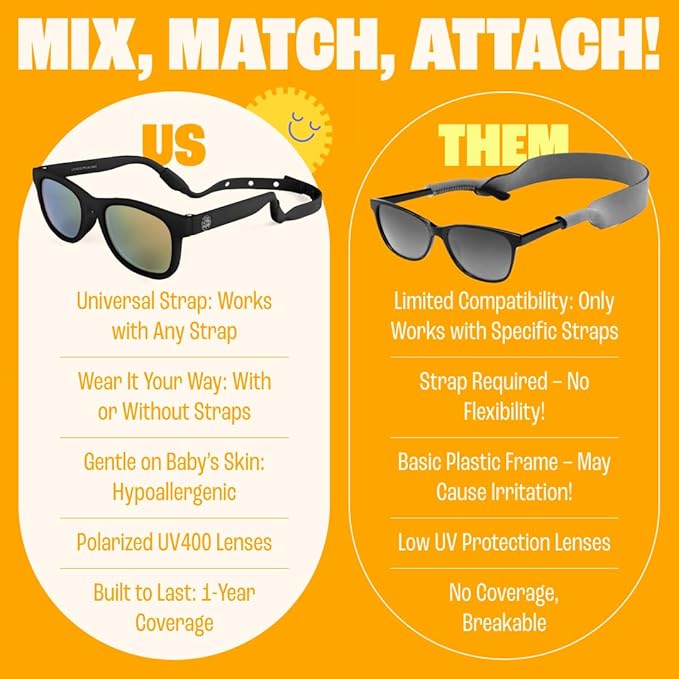 Polarized Baby Sunglasses With Strap - Unbreakable Flexible Infant Sunglasses For Toddlers Newborns 0-24 Months
