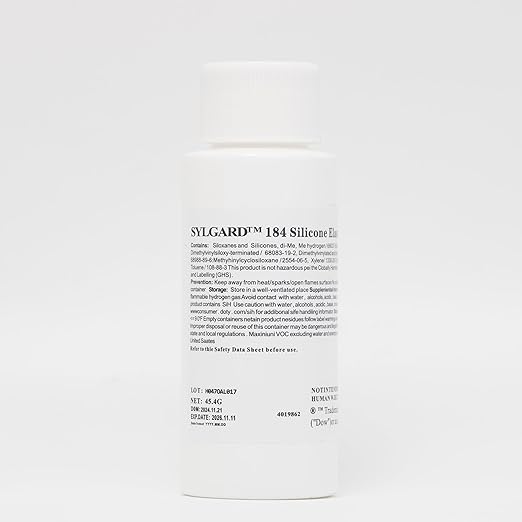 Dowsil SYLGARD 184 (Form Dow Corning) Silicone Elastomer Kit Base A + Curing Agent Solidifier B for Electrical Component Battery Board Assembly Room Temperature RT Heat Cure(1.1 lb = A 450g + B 45g)