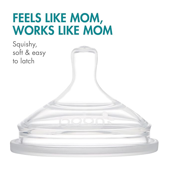 Boon Nursh Bottles - Silicone Baby Bottles Help Ease Colic Symptoms - Formula and Breast Milk Only Touch Food-Grade Silicone - Medium Flow - 8 Oz - Blue