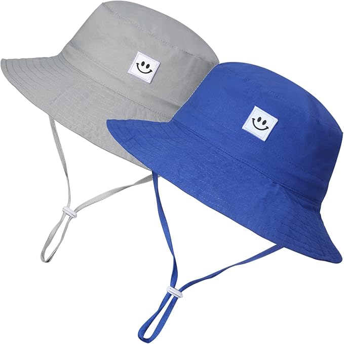 MaxNova Baby Sun Hat Smile Face UPF 50+ Toddler Bucket Hat for Boys Girls 0-7 Years