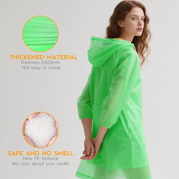6 & 20 & 50 Pack Disposable Rain Ponchos for Adults/Youth, Waterproof PE Raincoats with Drawstring, Camping/Emergency