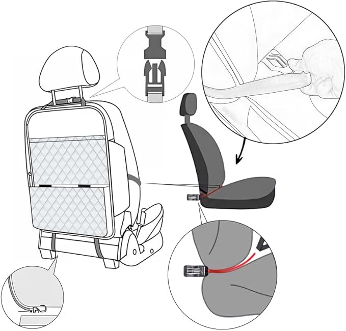 Seat Back Protector + Large Capacity Pocket Storage Organizer,Preventing the Impact of Children Stepping on the Seat Backrest (Orange)