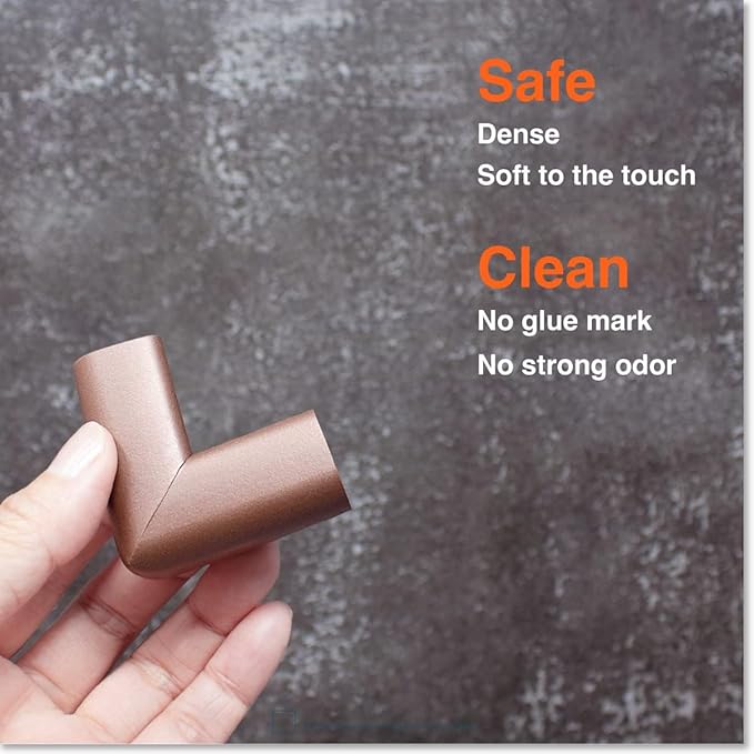 Roving Cove Slimfit Corner Edge Protector for Baby Proofing (Small 18ft Edge 8 Corners), Furniture Safety Bumper Guard, Soft NBR Rubber Foam, 3M Adhesive, Coffee Brown