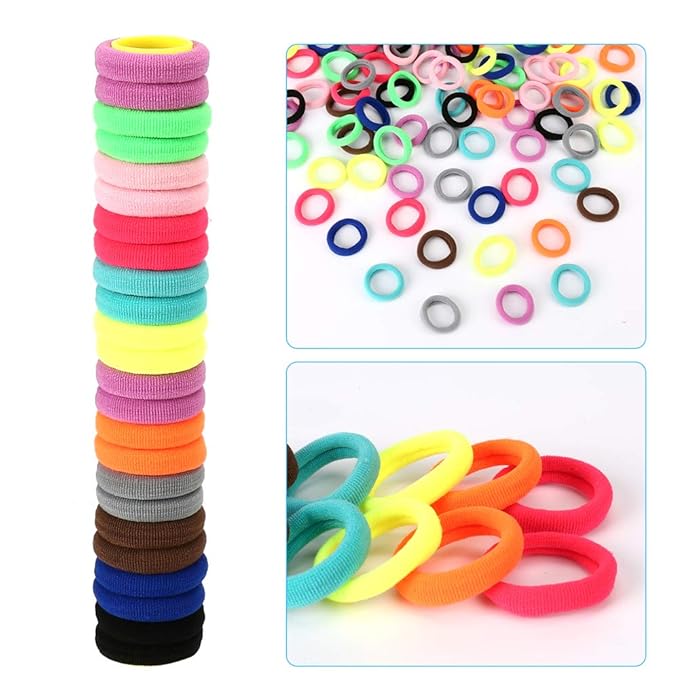 Baby Hair Ties, Cotton Toddler Hair Ties for Girls, Kids Seamless Hair Bands, Girls Elastic Ponytail Holders, Diameter 0.97 Inch and Assorted Colors by Qarwayoc