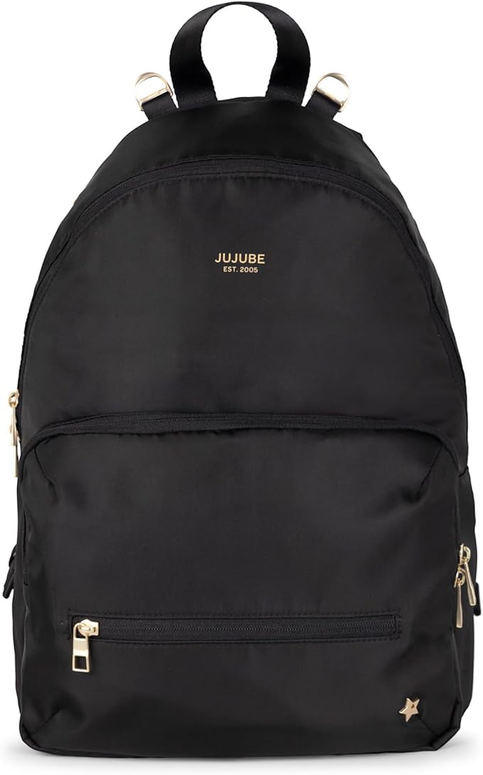 JuJuBe New Everyday Diaper Bag Backpack with Portable Changing Pad, Stroller Straps, Large Travel Backpack for Boy or Girl, Carrying Baby Bottles, Wipes, Diapers, Pacifiers, Black, Mother's Day Gift