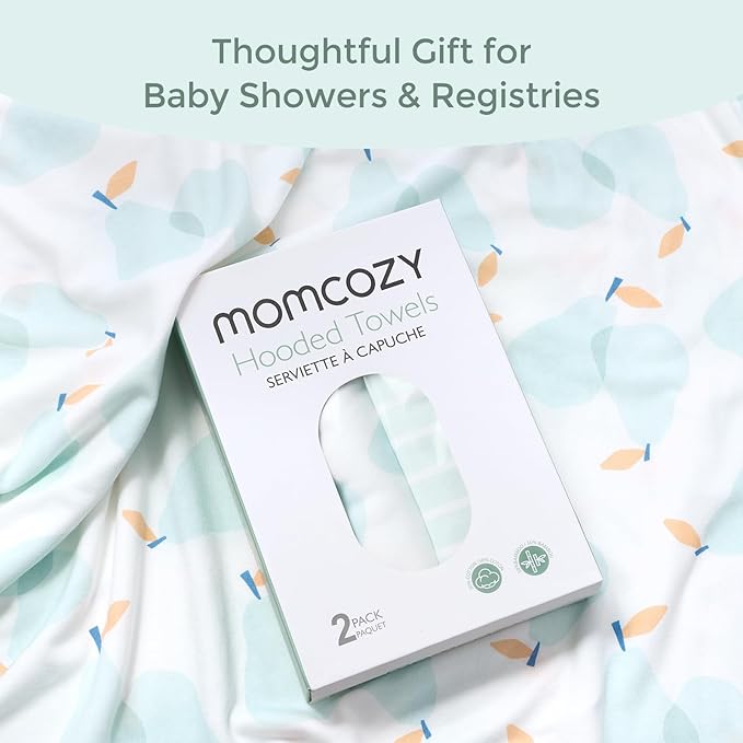 Momcozy Baby Towel with Hooded - Ultra Soft & Absorbent Large Bath Towel Set for Comfort & Gentle on Baby's Skin - Shower Gift & Bath Essential & Baby Registry Search for Newborn,Infant,Toddler,Kids
