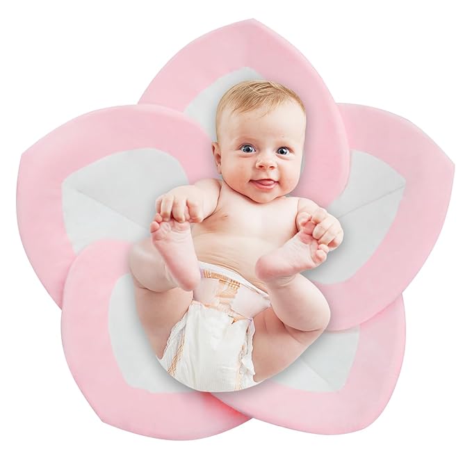 Baby Bath - Flower Baby Bath Pad Infant Bathtub Mat for Bathtub Tub Sink(White Pink)
