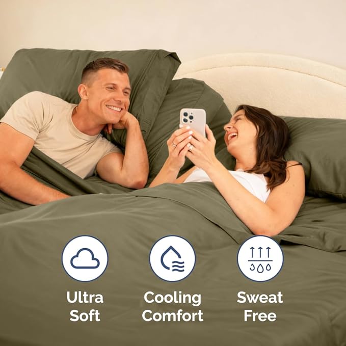 Flex Top Split Head King 4 Piece Sheet Set - Comfy Breathable & Cooling Bed Sheets Set - Hotel Luxury Bedding for Women, Men, Kids, Teens, Boys & Girls - Deep Pockets, Ultra-Soft - Oeko-Tex - Khaki