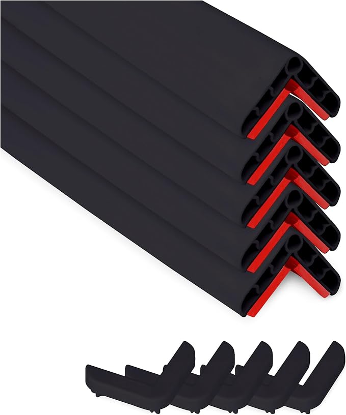 Rubber Bond Wall Corner Guard Edge Protector, 1x1x36 inch Baby Proofing Corner Guards | Self-Adhesive Furniture Edge Strips for Home & Office (5 Pack, Black)