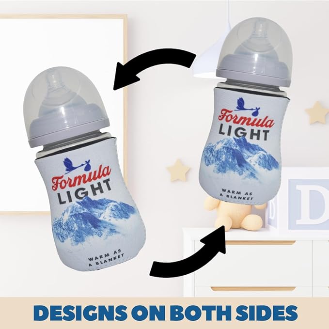American Beer Themed Coozies for Baby Bottles - Funny Gift for New Parents & Baby Showers - (2 Premium Designed Neoprene Coozies + BPA/Lead/Phthalate Free Bottle Included) (Design 3)