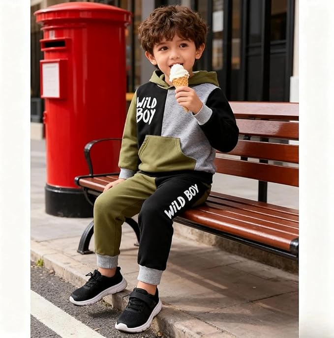 2-6T Toddler Baby Boy Clothes Color Blocking Hoodies + Pants Fall Winter Outfits