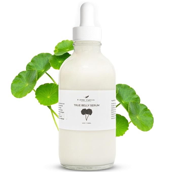 8 Sheep True Belly Serum, Pregnancy-Safe Skin Care Belly Oil with Triple-Weighted Hyaluronic Acid & Centella Asiatica, Supports Hydration & Skin Elasticity, Made in USA in Small Batches, 4 FL OZ