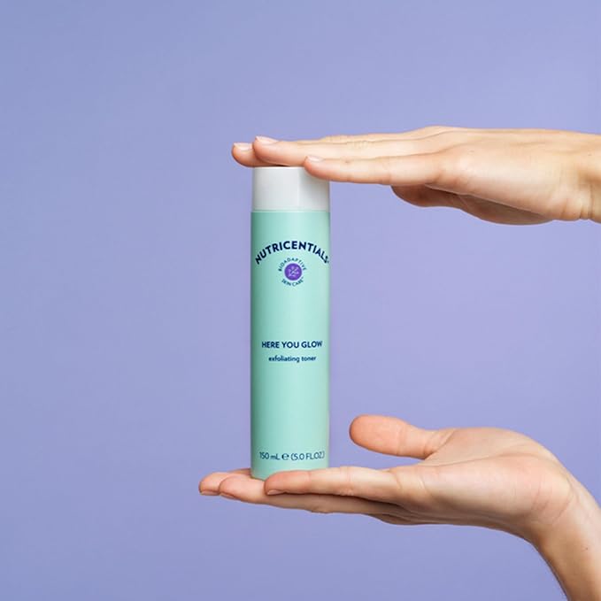 Nu Skin Here You Glow Face Exfoliator Toner | Toner for face with Water, Salicylic Acid, Glycolic Acid & Hydroxy Acid Blend | Unclog Pores, Prevent Acne, Smooth & Hydrate Your Skin | 150 ml | 1 Pack