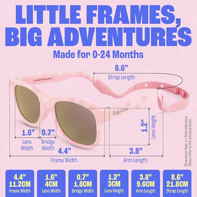 Polarized Baby Sunglasses With Strap - Unbreakable Flexible Infant Sunglasses For Toddlers Newborns 0-24 Months