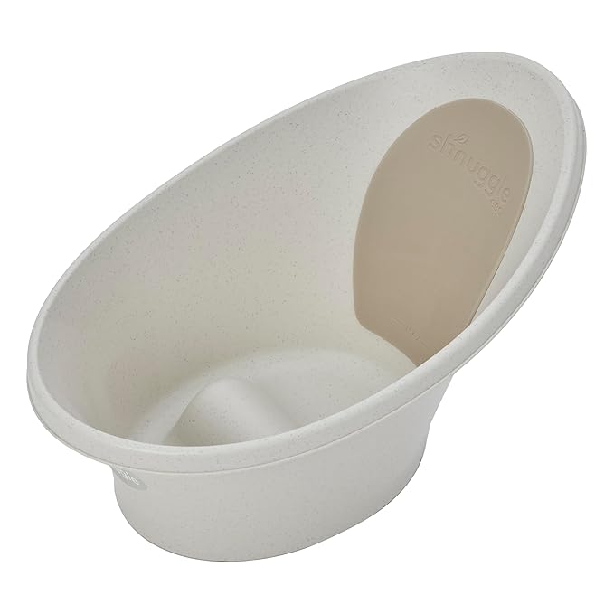 Shnuggle ECO Newborn Baby Bath | Recycled Material with Built-in Support Bump and Soft Backrest | Suitable from Newborn | Includes Water Plug | Cookies and Cream Colour | Beige Taupe Speckled