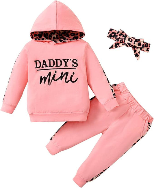 Yvowming Newborn Baby Girl Clothes Outfits Infant Hoodie Sweatshirt Pants Headband Toddler Girl Clothing Set