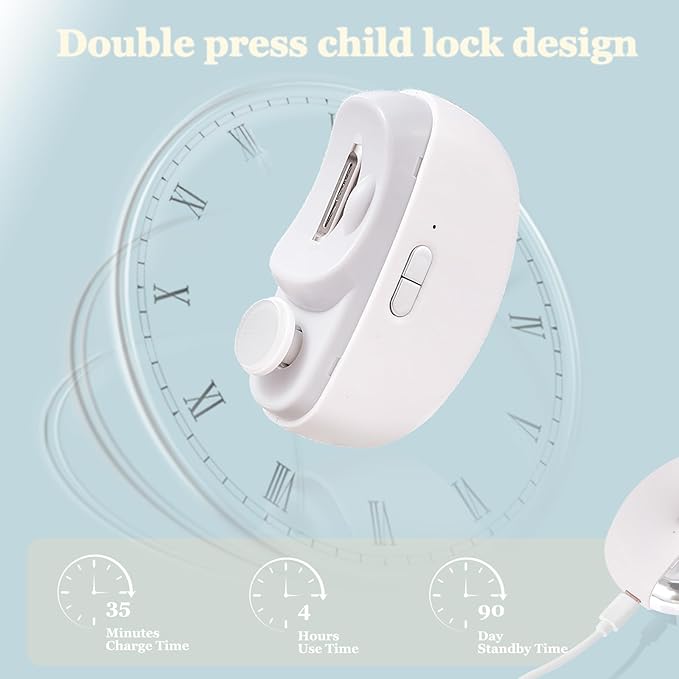 Electric Baby Nail Clippers with LED Light, USB Rechargeable Baby Nail Trimmer Electric, Nail Polisher 2 in 1 Design Electric Nail File Baby, Safe Nail Care for Infants Kids Children and Adult