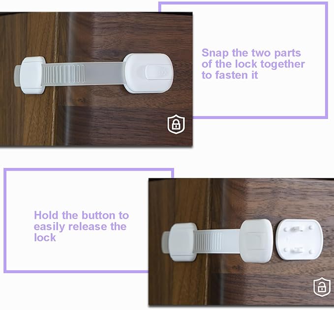 Cabinet Locks Baby Proofing 4 Pack, Child Safety Strap Locks for Drawer Cupboard Dishwasher Cupboard and Pantry,Childproof Door Latches For Kids and Toddler Proof