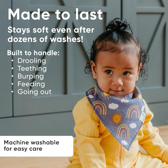 Copper Pearl 4 Pack Soft Cotton Baby Bibs for Drooling and Teething, Absorbent Drool Bibs for Baby Girl and Boy, Adjustable to Fit Newborns to Toddlers, Tons of Styles (Hope)