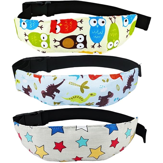 3 Pcs Baby Carseat Head Support Band Neck Relief Headrest Strap for Stroller Car Seat Head Holder for Toddler Kids Children Child Baby Infant(White and Green)