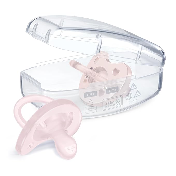 Chicco PhysioForma Silicone Orthodontic Pacifier, 0-6m | 100% Soft Silicone | Supports Breathing & Oral Development | Satin-Textured Nipple | Includes Sterilizing Case | BPA Free | Pink, 2pk