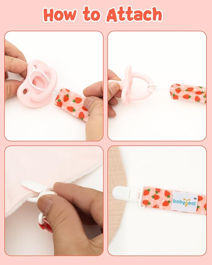 babygoal Pacifier Clips, 8 Pack Binky Paci Holder Clips Fits for Most Pacifiers and Binkies 8PS56-B