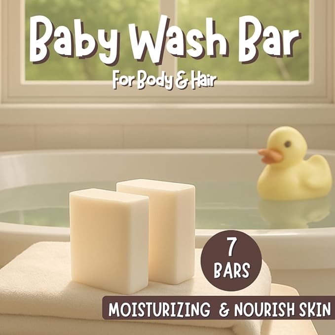 Fragrance Free Baby Bar Soap for Sensitive Skin | Unscented Natural soap bar for toddlers kids adults with gentle skin | Organic ING | Made in USA | 7 Bars