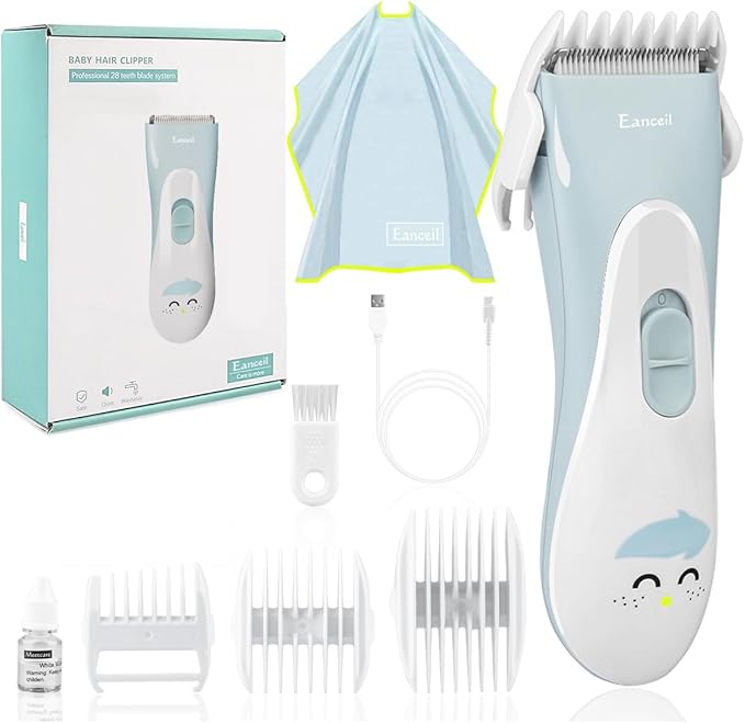 Baby Hair Clippers, Ceramic Blade Electric Kids Hair Trimmer, Ultra-Quiet Cordless Rechargeable Waterproof Haircut Kit for Kids & Adult