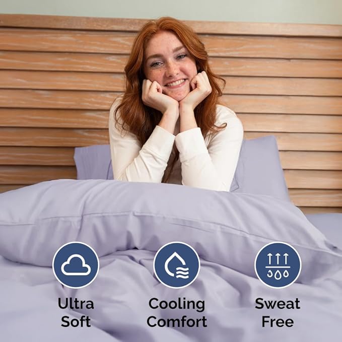 RV Short Queen Sheet Set 60 X 75 - 4 Piece RV Short Queen Bed Sheets - Soft, Breathable & Cooling - Designed for Bunks, Trailers & Campers - Fits 8” to 12" Mattress - Luxury Bedding - Light Lavender
