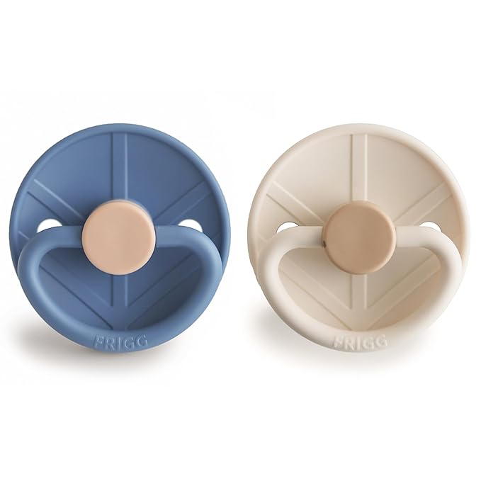 FRIGG Little Viking SilkySoft Silicone Baby Pacifier 2-Pack | Made in Denmark | BPA-Free (Ocean View/Cream, 6-18 Months)