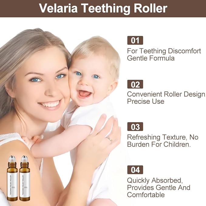 zxbaers 2PCS Teething Roller All Natural for Babies, Natural Pain Relief Roller, Teething Relief Roller, A Thousand Roses Teething Roller Oil