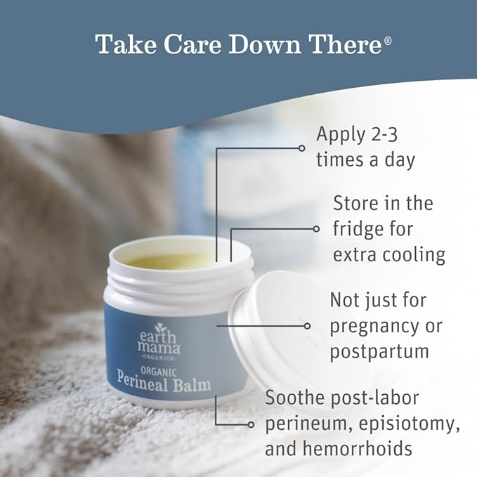 Earth Mama Organic Perineal Balm | Naturally Cooling Herbal Salve for Pregnancy and Postpartum Relief with Witch Hazel & Calendula, Feminine Care Essentials, No Benzocaine or Butane, 2-Oz (2-Pack)