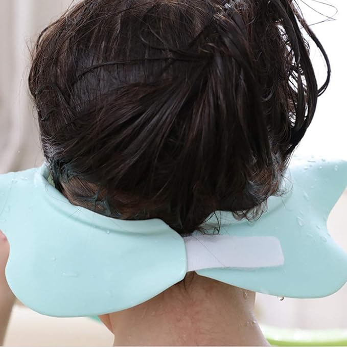 Shower Cap for Kids, Baby Shower Cap bath wash Shampoo rinser shield Hat Adjustable head hair Visor Protection Toddler and Children,Prevent water from entering eyes and ears(Blue)
