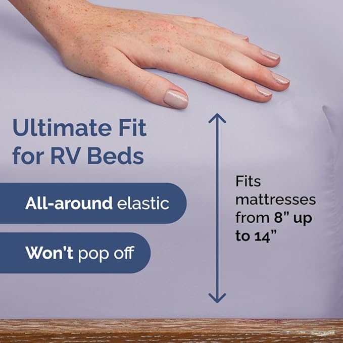 RV Short Queen Sheet Set 60 X 75 - 4 Piece RV Short Queen Bed Sheets - Soft, Breathable & Cooling - Designed for Bunks, Trailers & Campers - Fits 8” to 12" Mattress - Luxury Bedding - Light Lavender
