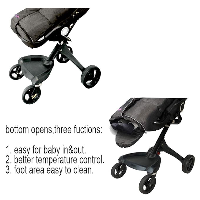 German Designed Winter Tour Waterproof Stroller Footmuff,Width Adjustable Design Fits Baby Grows Stroller Bunting Bag Toddler 6-36M,Black