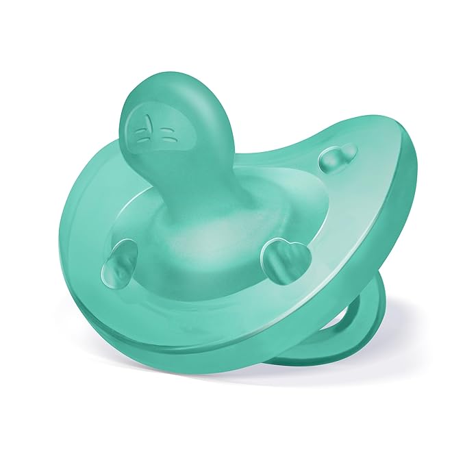 Chicco PhysioForma Silicone Orthodontic Pacifier, 6-16m | 100% Soft Silicone | Supports Breathing & Oral Development | Satin-Textured Nipple | Includes Sterilizing Case | BPA Free | Blue/Green, 2pk