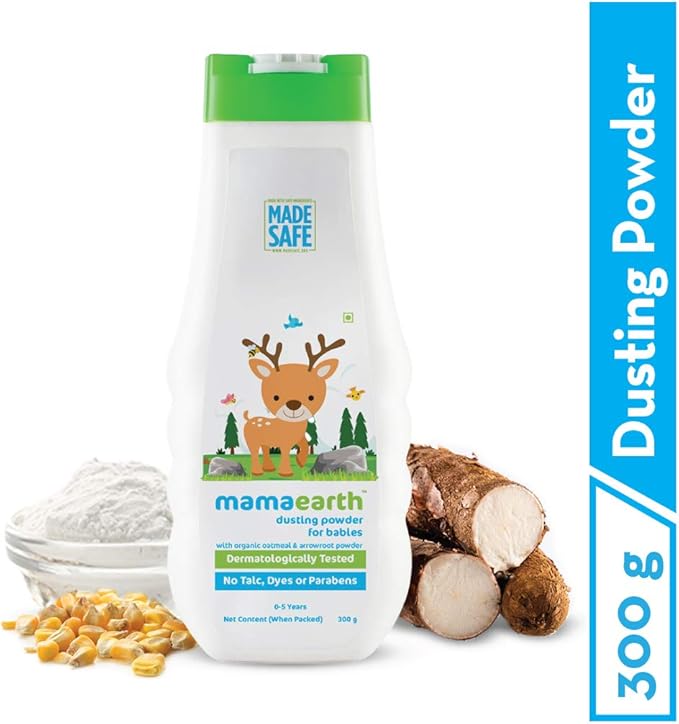 Mamaearth Dusting Powder for Babies | with Organic Oatmeal & Arrowroot | Talc-Free Baby Powder | for Diaper Rash, Sweat or Dry & Irritated Skin | 10.58 Oz/300g