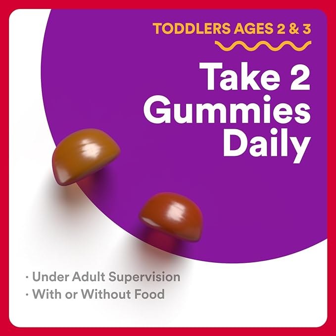 SmartyPants Organic Toddler Multivitamin Gummies: Probiotics, Omega 3 (ALA), Vitamin D3, C, Vitamin B12, B6, A, K & Zinc, Beta Carotene, Gluten Free, Three Fruit Flavors, 60 Count (30 Day Supply)