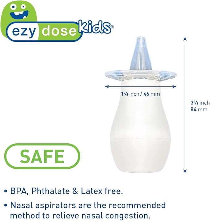 Ezy Dose Kids Nasal Aspirator with Soft Tip, Sinus Relief and Mucus Sucker for Baby and Toddler, Nose-Pals, Convenient and Easy to Use, Gentle Removal, BPA Free