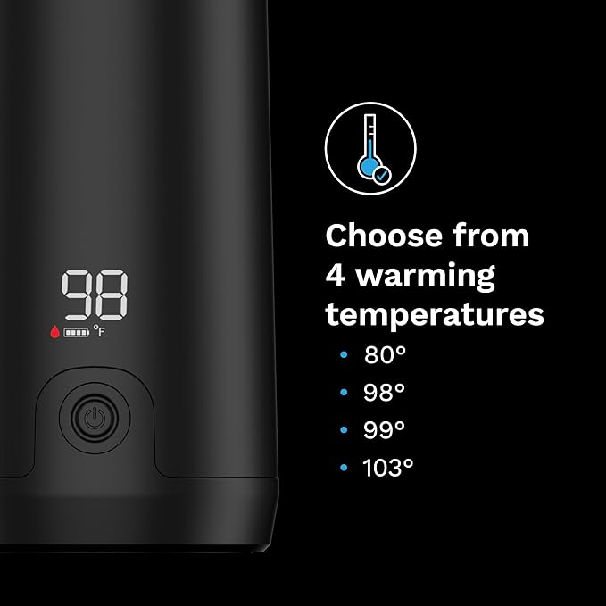 Baby Brezza Portable Warmer – 3X Faster Baby Bottle Warming - Travel Breastmilk and Formula Warmer - Safe, Even Heating - Up to 9oz - No Adapters, Black