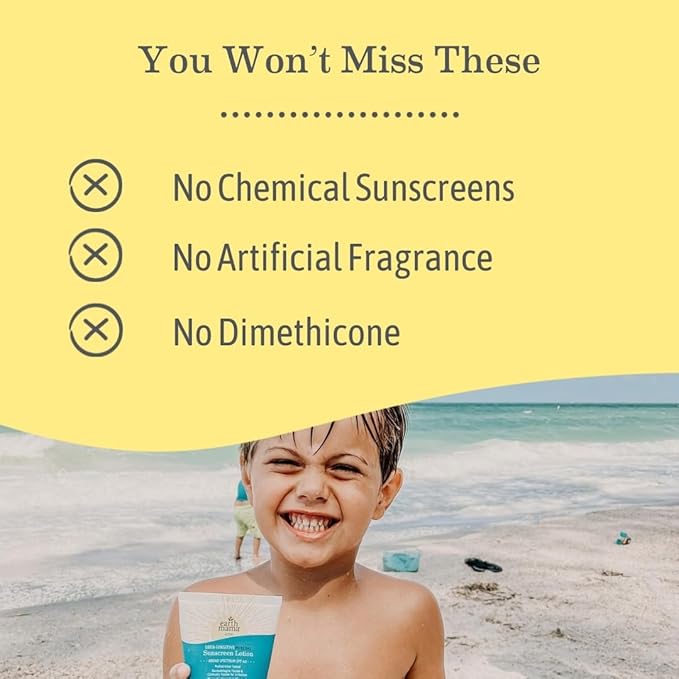 Earth Mama Uber-Sensitive Mineral Sunscreen Lotion SPF 40 | Non-Nano Zinc, Contains Organic Colloidal Oatmeal | Steroid-Free Eczema Cream for Baby, Kid & Family, 3-Ounce
